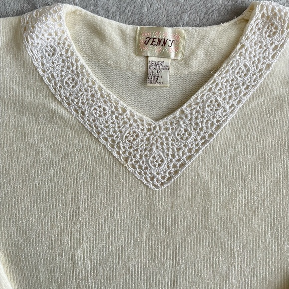 Jenny Vintage off white Floral Knit Sweater size 1X - Picture 4 of 9